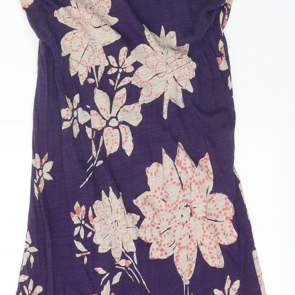 White Stuff Womens Purple Floral 100% Cotton A-Line Size 10 Off the Shoulder Pullover