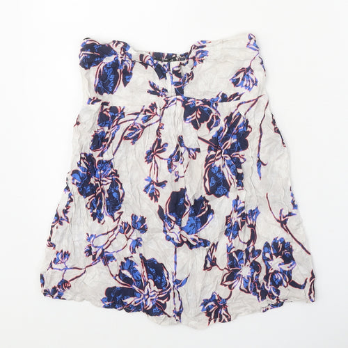 Warehouse Womens Grey Floral Viscose Basic Tank Size 8 Off the Shoulder