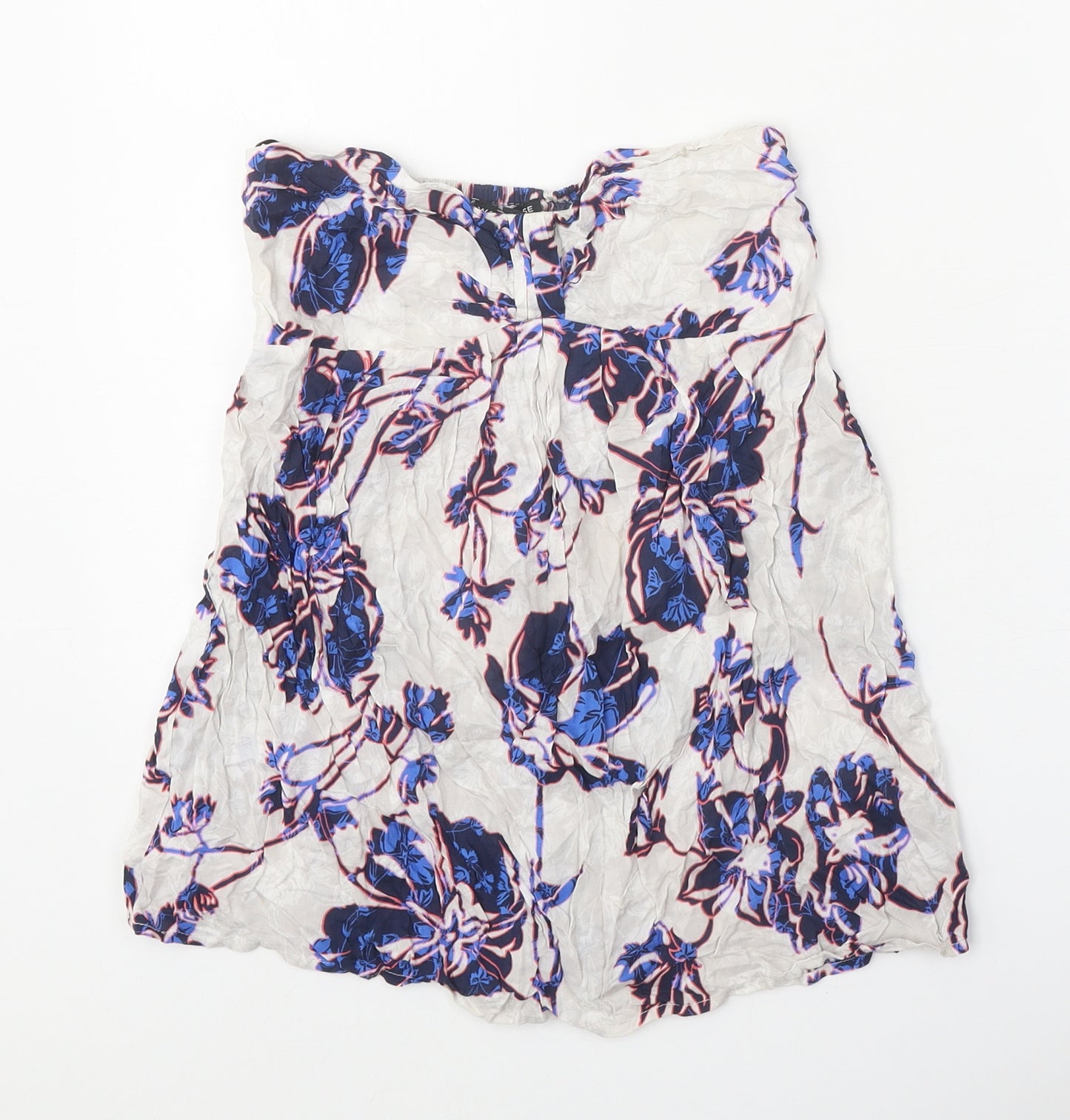 Warehouse Womens Grey Floral Viscose Basic Tank Size 8 Off the Shoulder