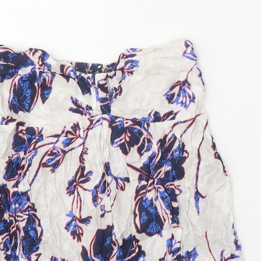 Warehouse Womens Grey Floral Viscose Basic Tank Size 8 Off the Shoulder