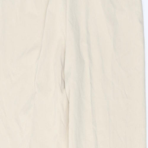 Zara Womens Beige Polyester Trousers Size M Regular Zip