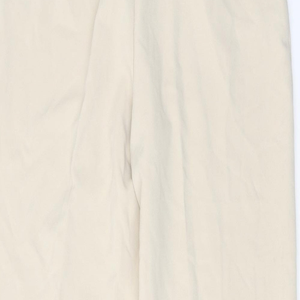 Zara Womens Beige Polyester Trousers Size M Regular Zip