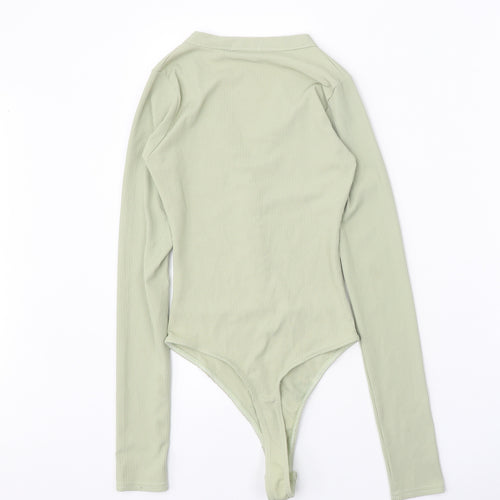 PRETTYLITTLETHING Womens Green Polyester Bodysuit One-Piece Size 4 Snap
