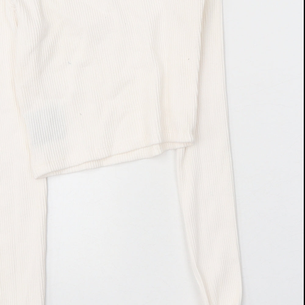 MANIER DE VOIR Womens White Cotton Cropped Tank Size 6 Off the Shoulder