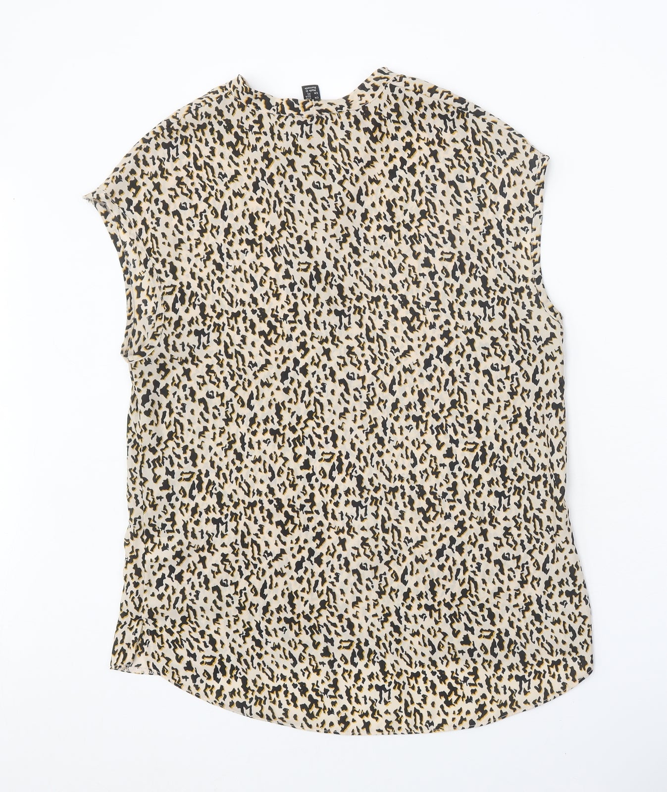 New Look Womens Beige Geometric Polyester Basic Tank Size 12 V-Neck