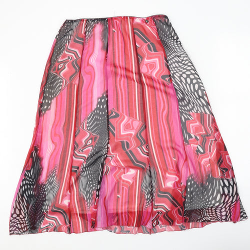 James Lakeland Womens Pink Geometric Polyester Swing Skirt Size 30 in Zip