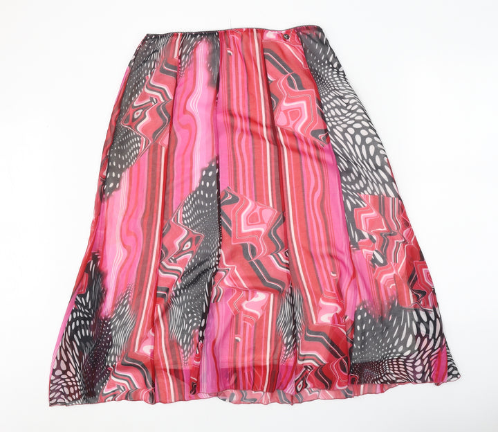 James Lakeland Womens Pink Geometric Polyester Swing Skirt Size 30 in Zip