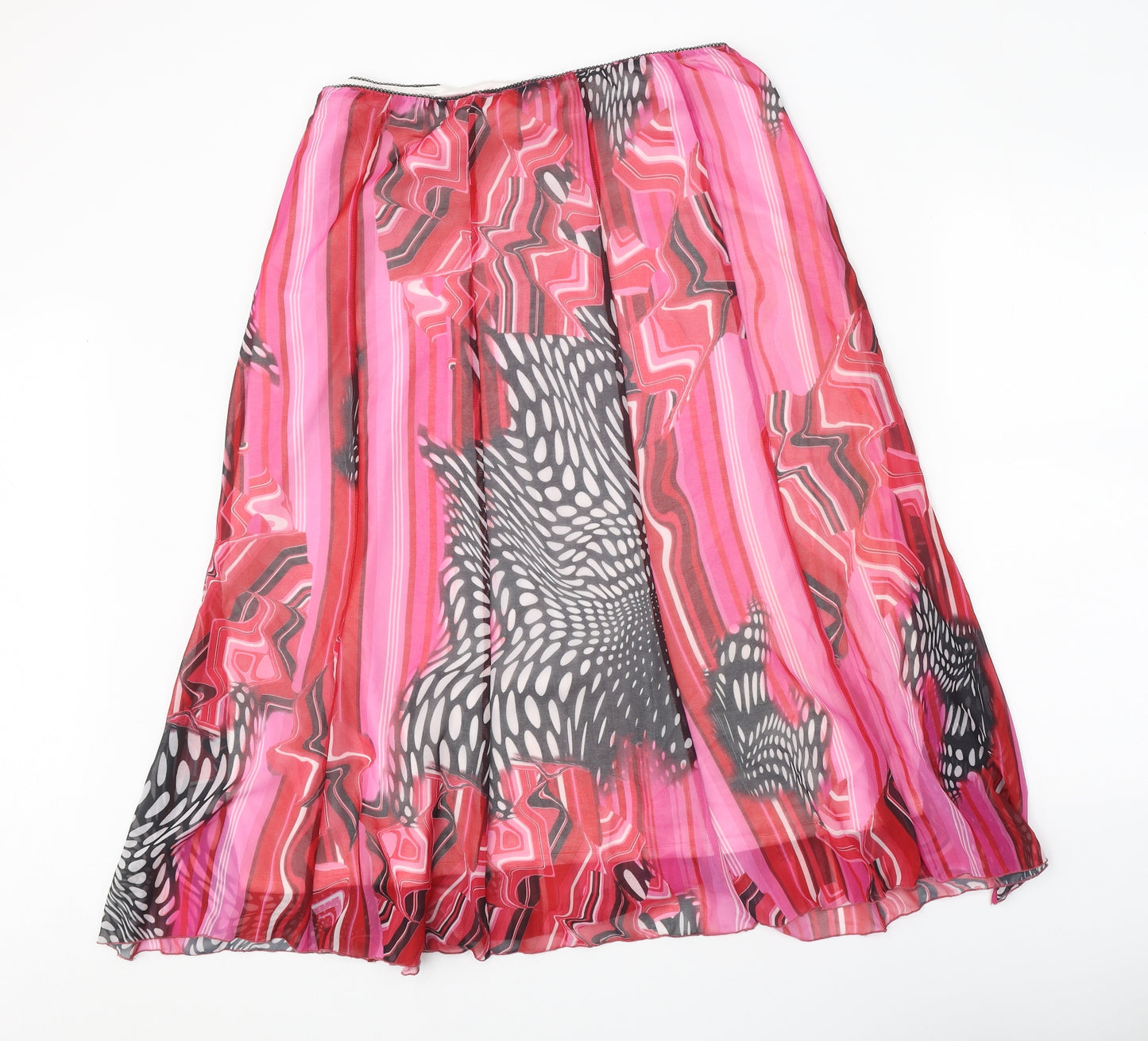 James Lakeland Womens Pink Geometric Polyester Swing Skirt Size 30 in Zip