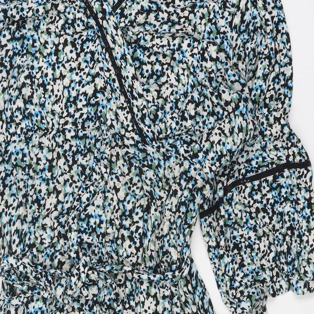Marks and Spencer Womens Multicoloured Floral Viscose A-Line Size 24 V-Neck Zip