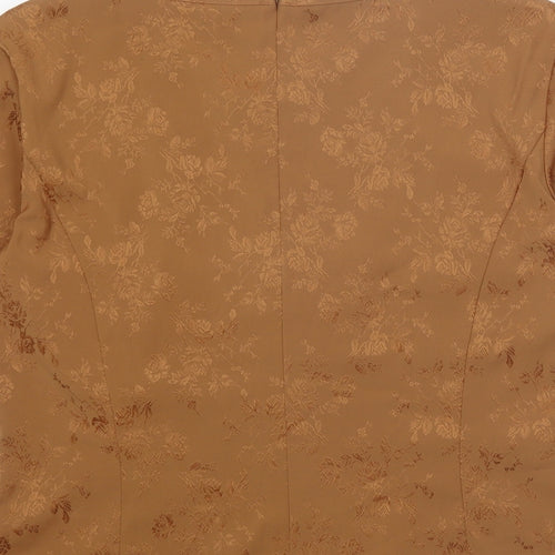 Country Casuals Womens Brown Floral Polyester Basic T-Shirt Size 12 Round Neck