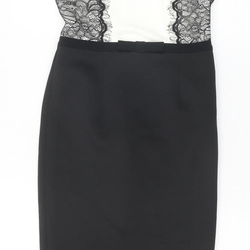 ASOS Womens Black Colourblock Polyester A-Line Size 8 Round Neck Zip