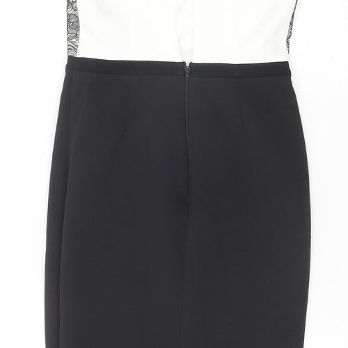 ASOS Womens Black Colourblock Polyester A-Line Size 8 Round Neck Zip