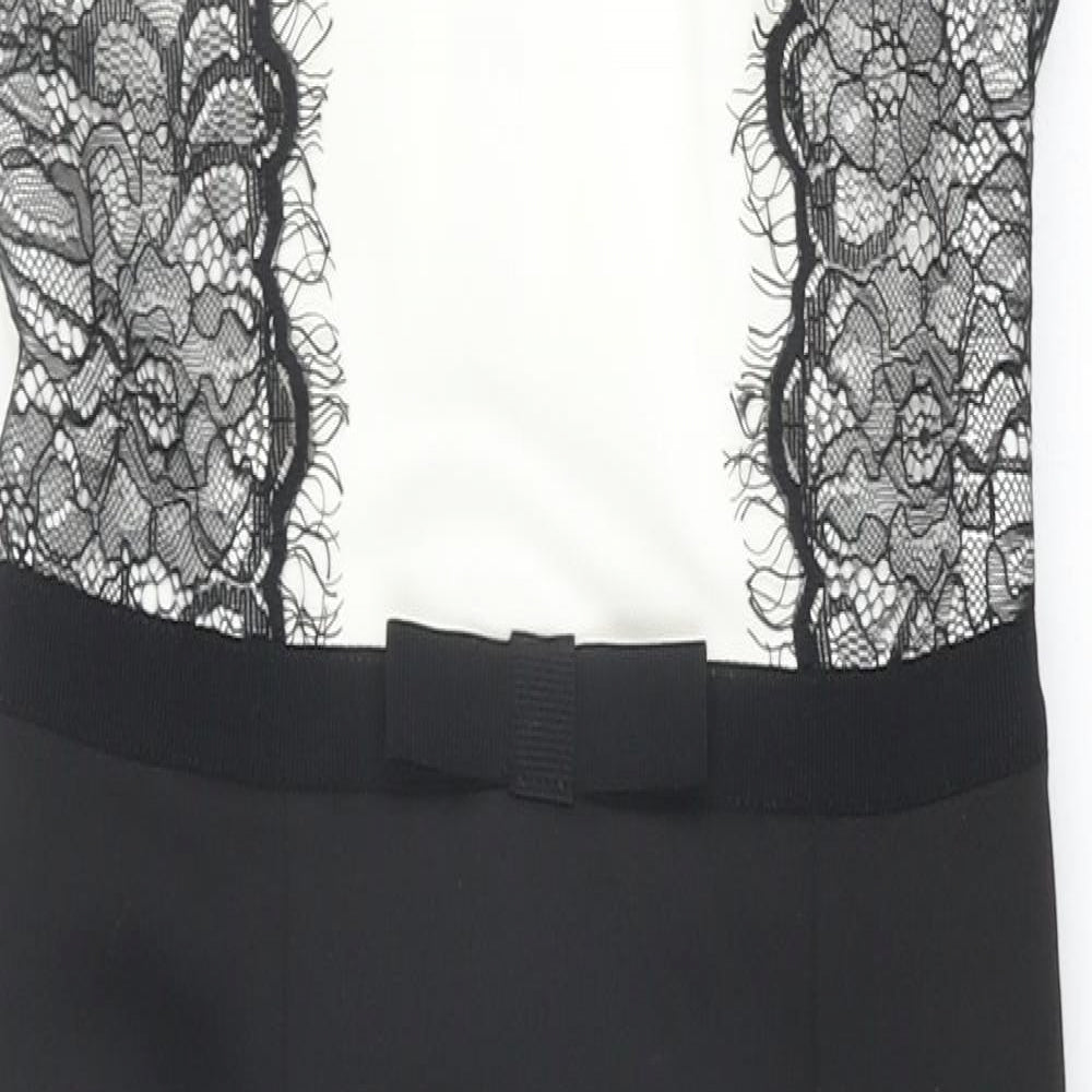 ASOS Womens Black Colourblock Polyester A-Line Size 8 Round Neck Zip