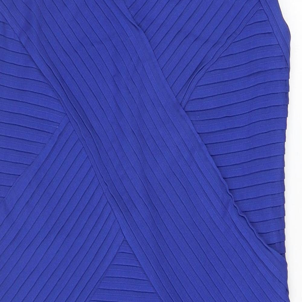 Roman Womens Blue Polyester Bodycon Size 14 V-Neck Pullover
