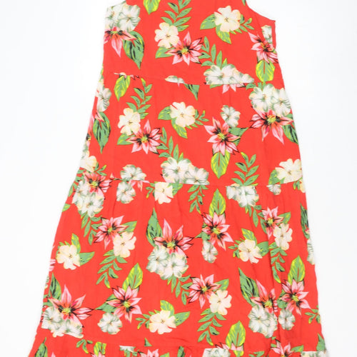 Dorothy Perkins Womens Red Floral Viscose A-Line Size 8 Round Neck Pullover