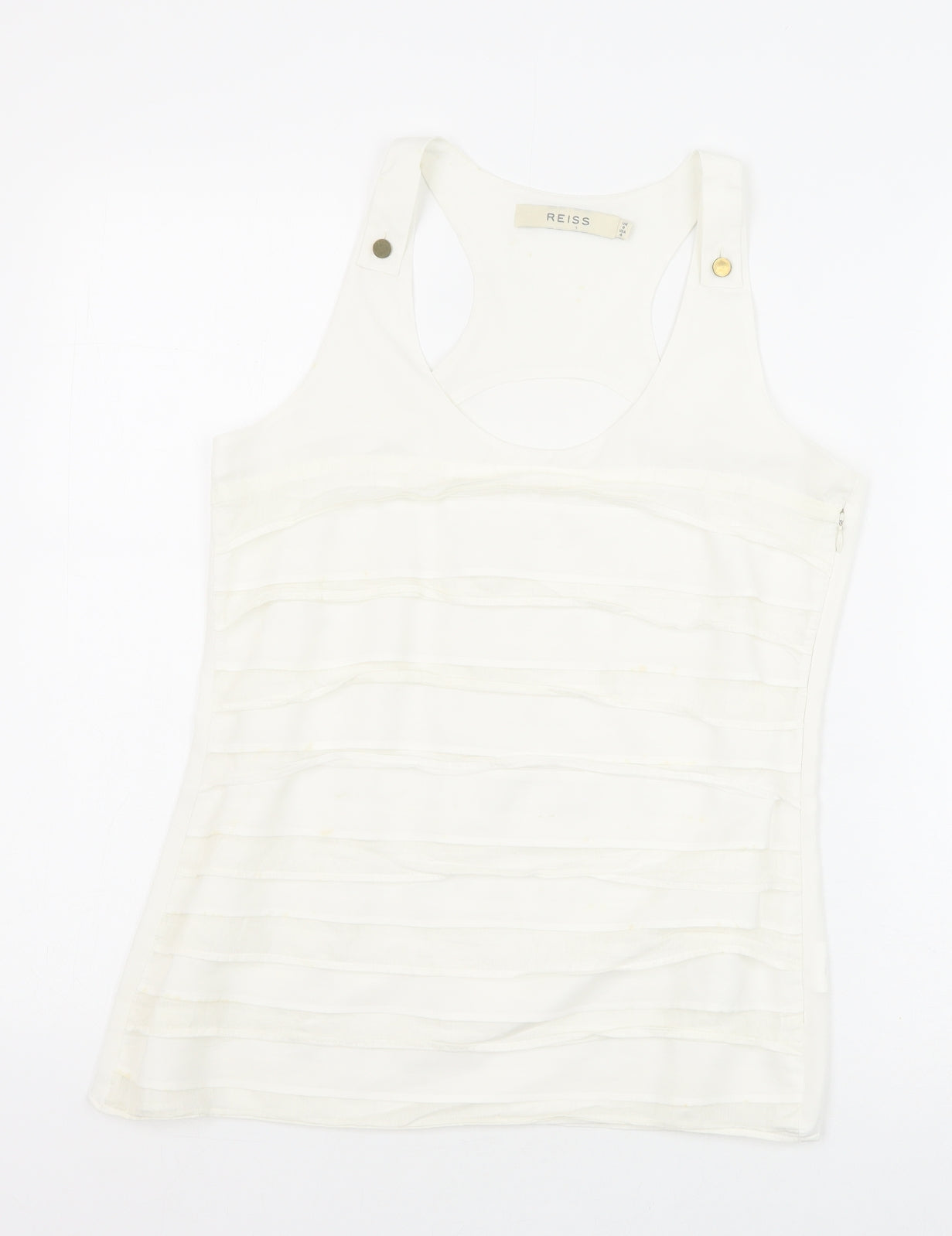 Reiss Womens White Polyester Basic Tank Size 8 Round Neck