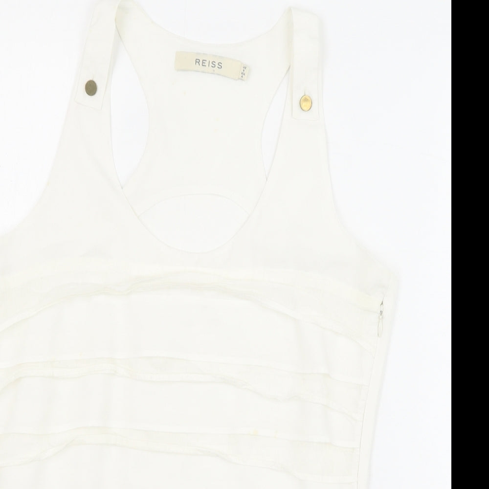 Reiss Womens White Polyester Basic Tank Size 8 Round Neck