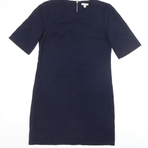 Gap Womens Blue Polyester Shift Size 4 Round Neck Zip