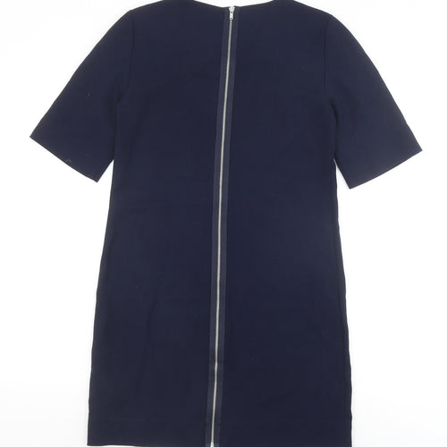 Gap Womens Blue Polyester Shift Size 4 Round Neck Zip