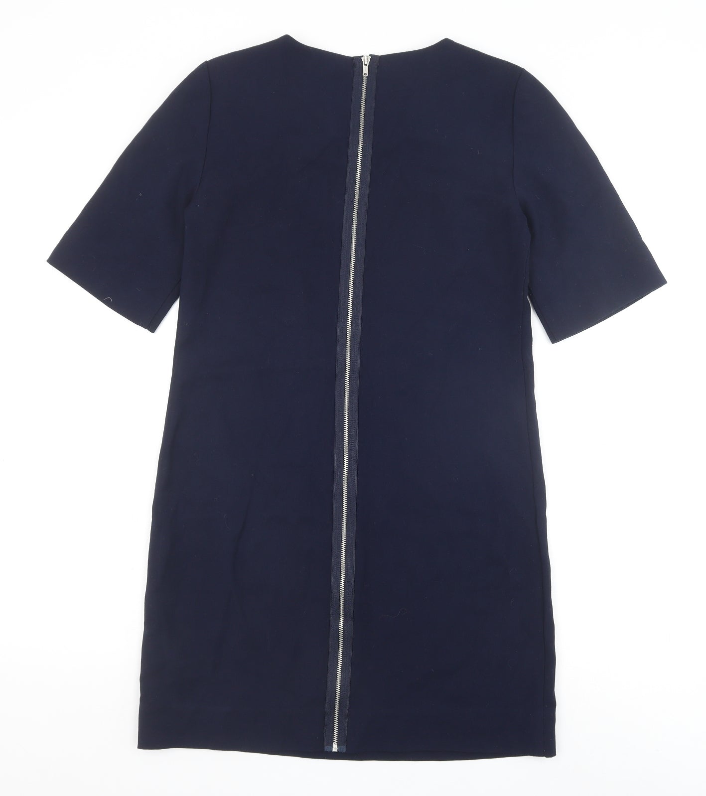 Gap Womens Blue Polyester Shift Size 4 Round Neck Zip