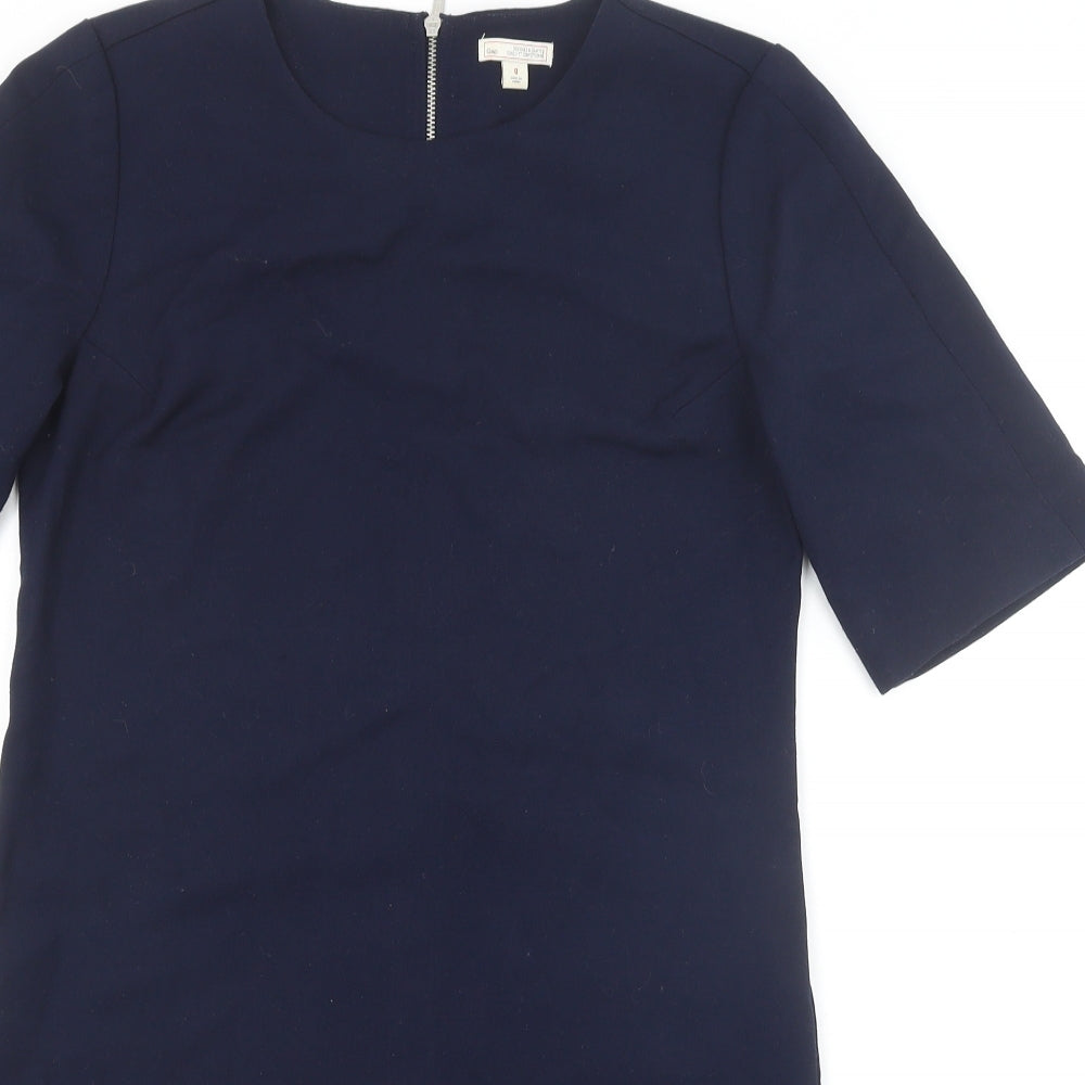 Gap Womens Blue Polyester Shift Size 4 Round Neck Zip