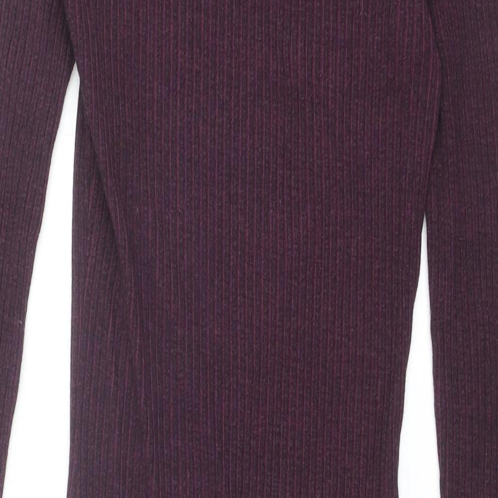 River Island Womens Purple Cotton Pencil Dress Size 8 Mock Neck Pullover