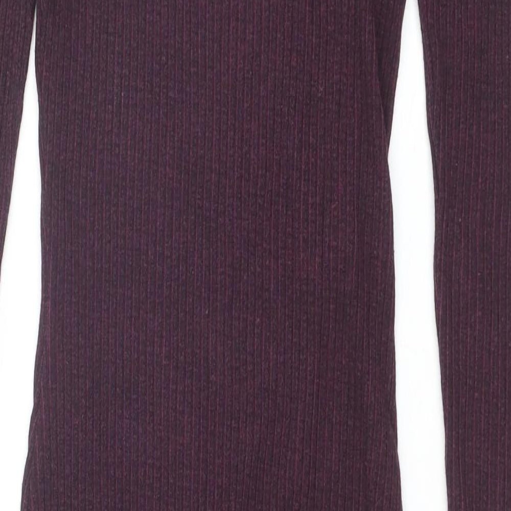 River Island Womens Purple Cotton Pencil Dress Size 8 Mock Neck Pullover