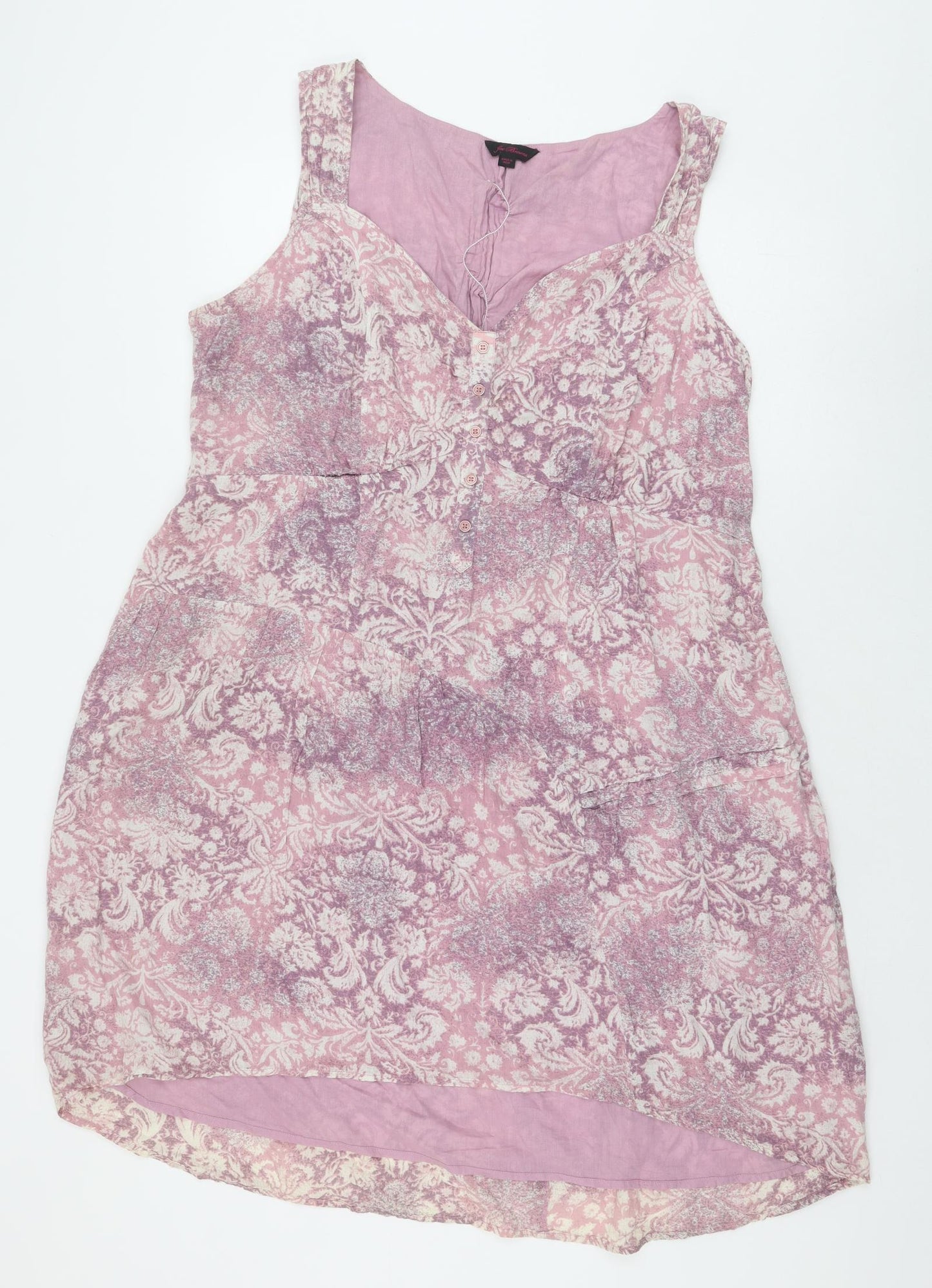 Joe Browns Womens Purple Floral 100% Cotton A-Line Size 22 Sweetheart Button