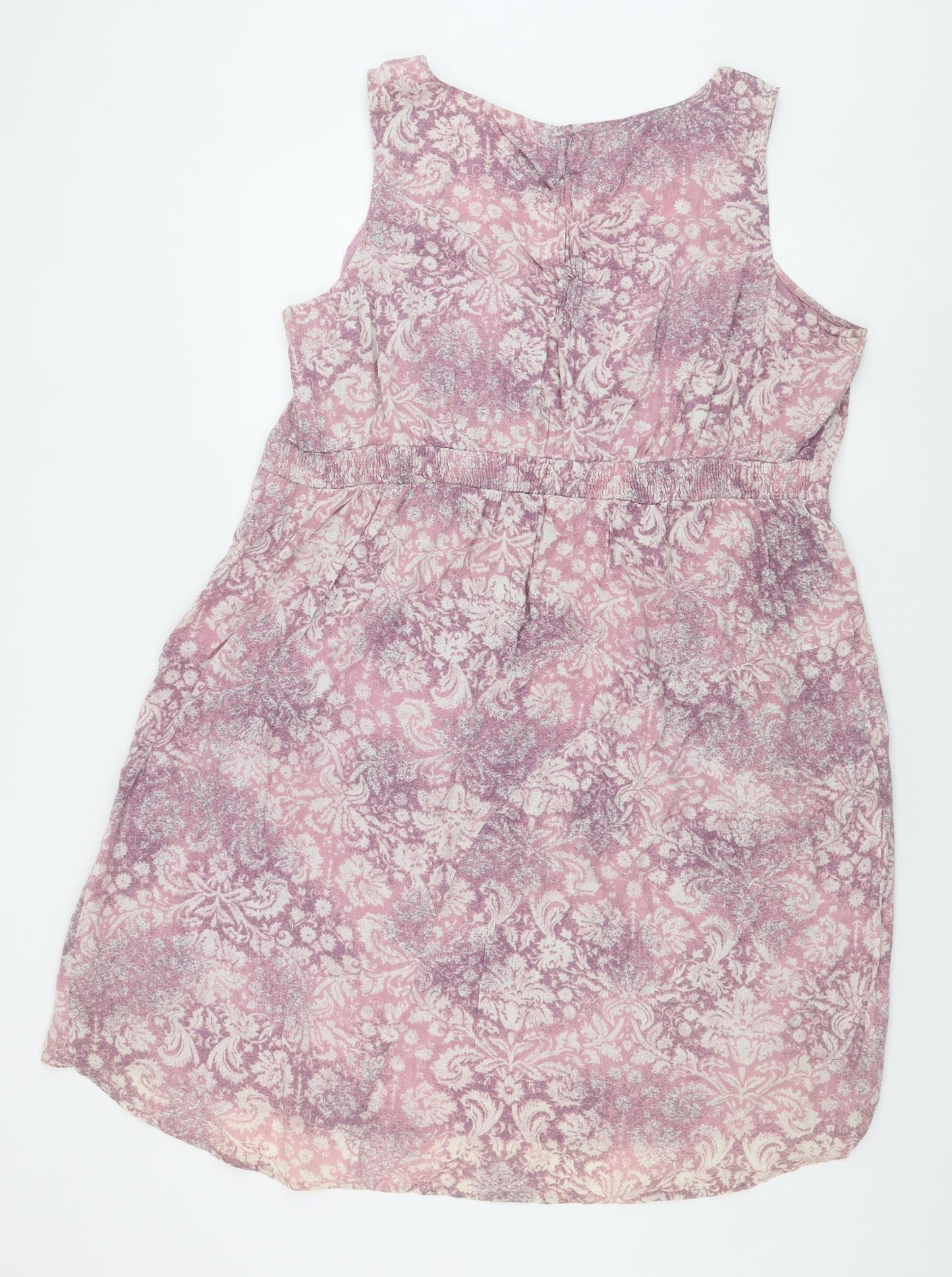 Joe Browns Womens Purple Floral 100% Cotton A-Line Size 22 Sweetheart Button