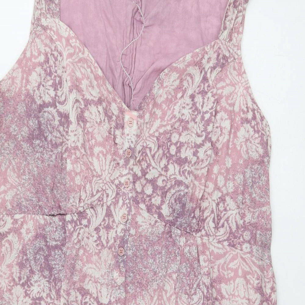 Joe Browns Womens Purple Floral 100% Cotton A-Line Size 22 Sweetheart Button