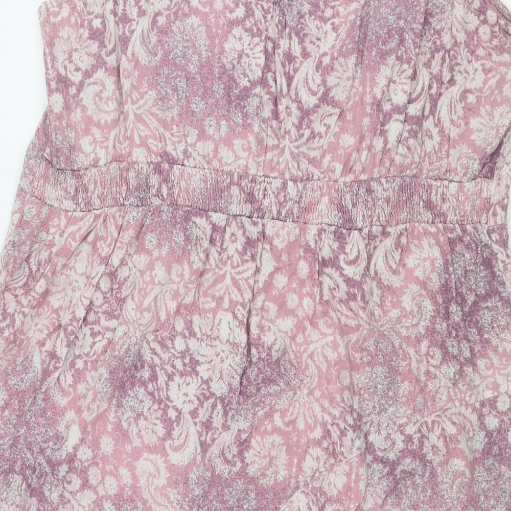 Joe Browns Womens Purple Floral 100% Cotton A-Line Size 22 Sweetheart Button
