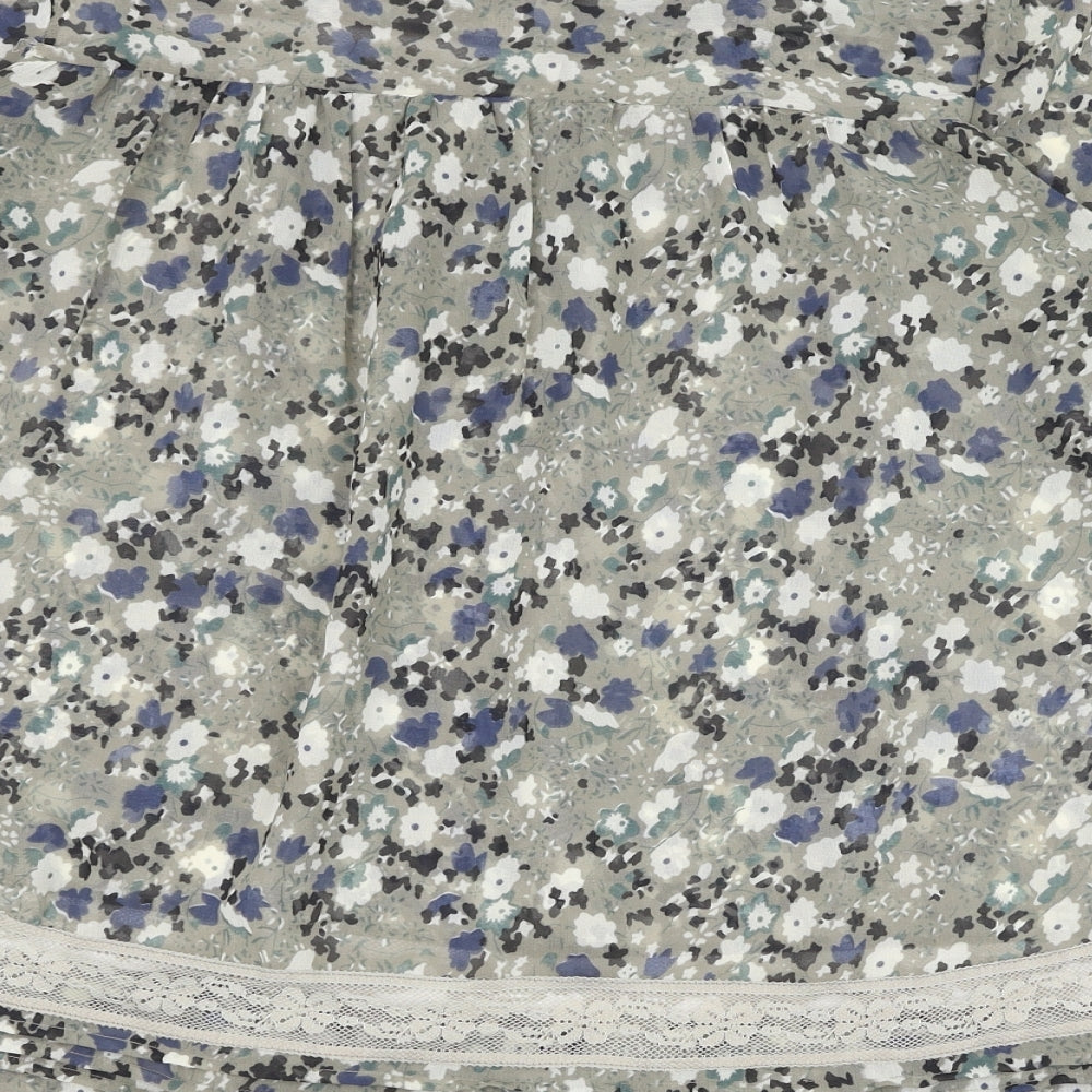 Vivian Caron Womens Green Floral Polyester Basic Blouse Size 16 Round Neck