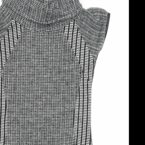 Quiz Womens Grey Polyester Jacket Dress Size 12 Roll Neck Pullover