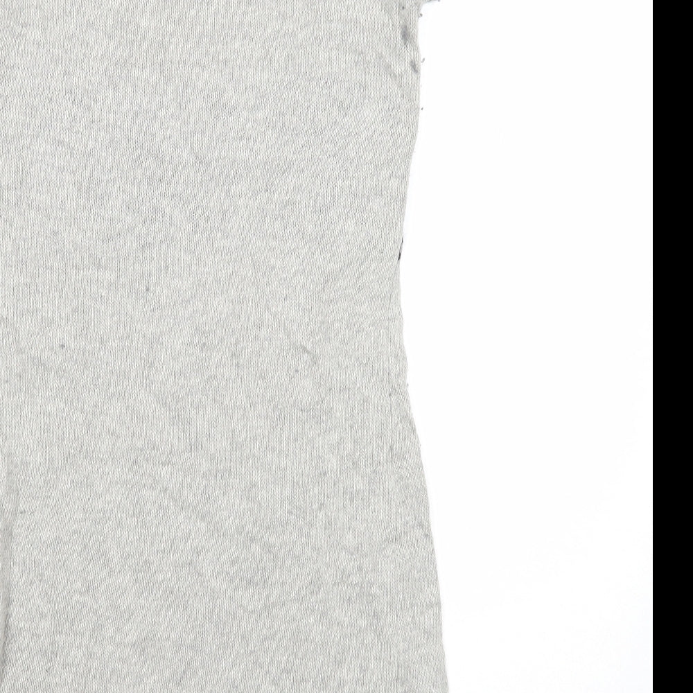 New Look Womens Grey Fair Isle Acrylic Jumper Dress Size 14 Scoop Neck Button