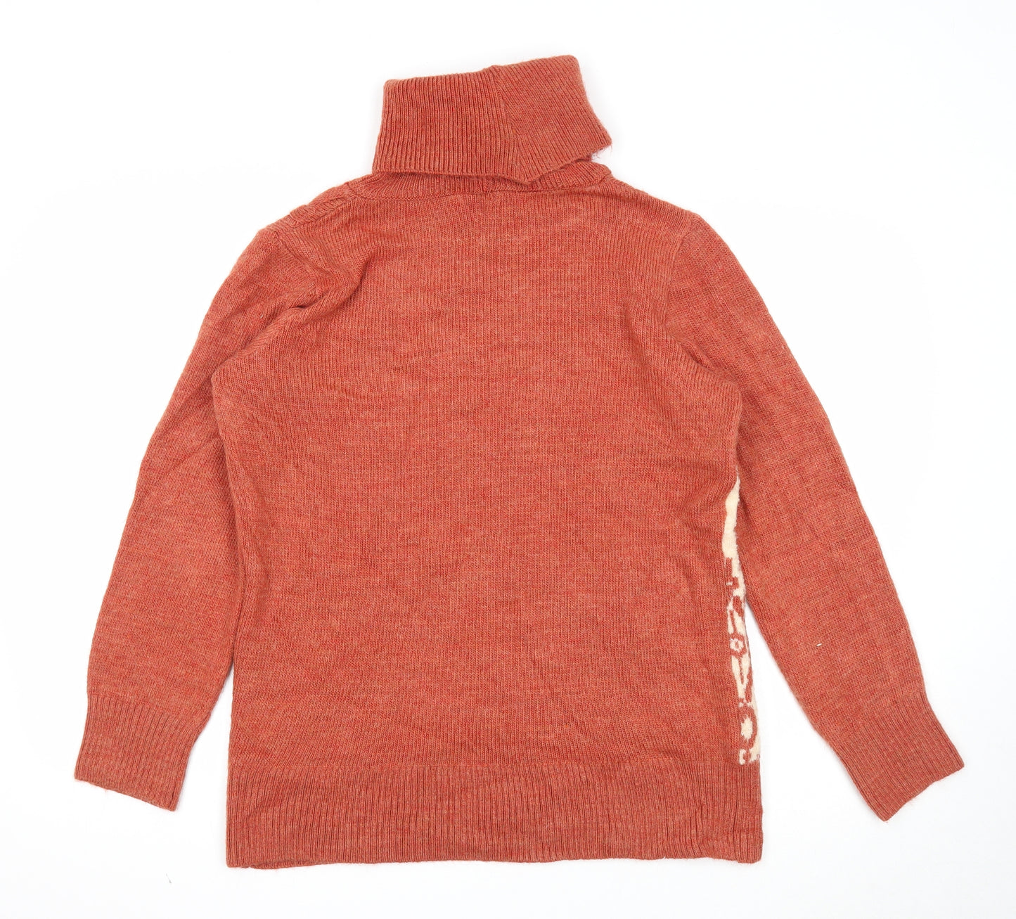M&Co Womens Orange Roll Neck Geometric Acrylic Pullover Jumper Size 14