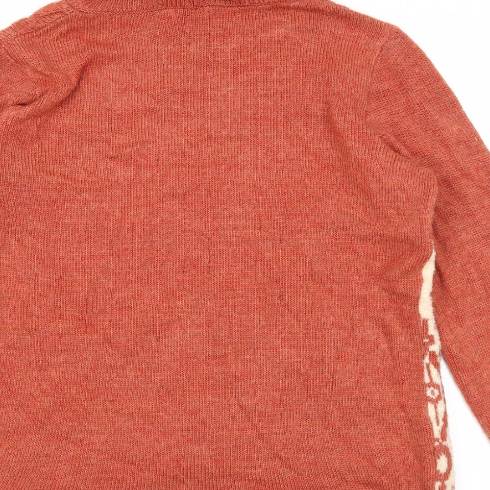 M&Co Womens Orange Roll Neck Geometric Acrylic Pullover Jumper Size 14