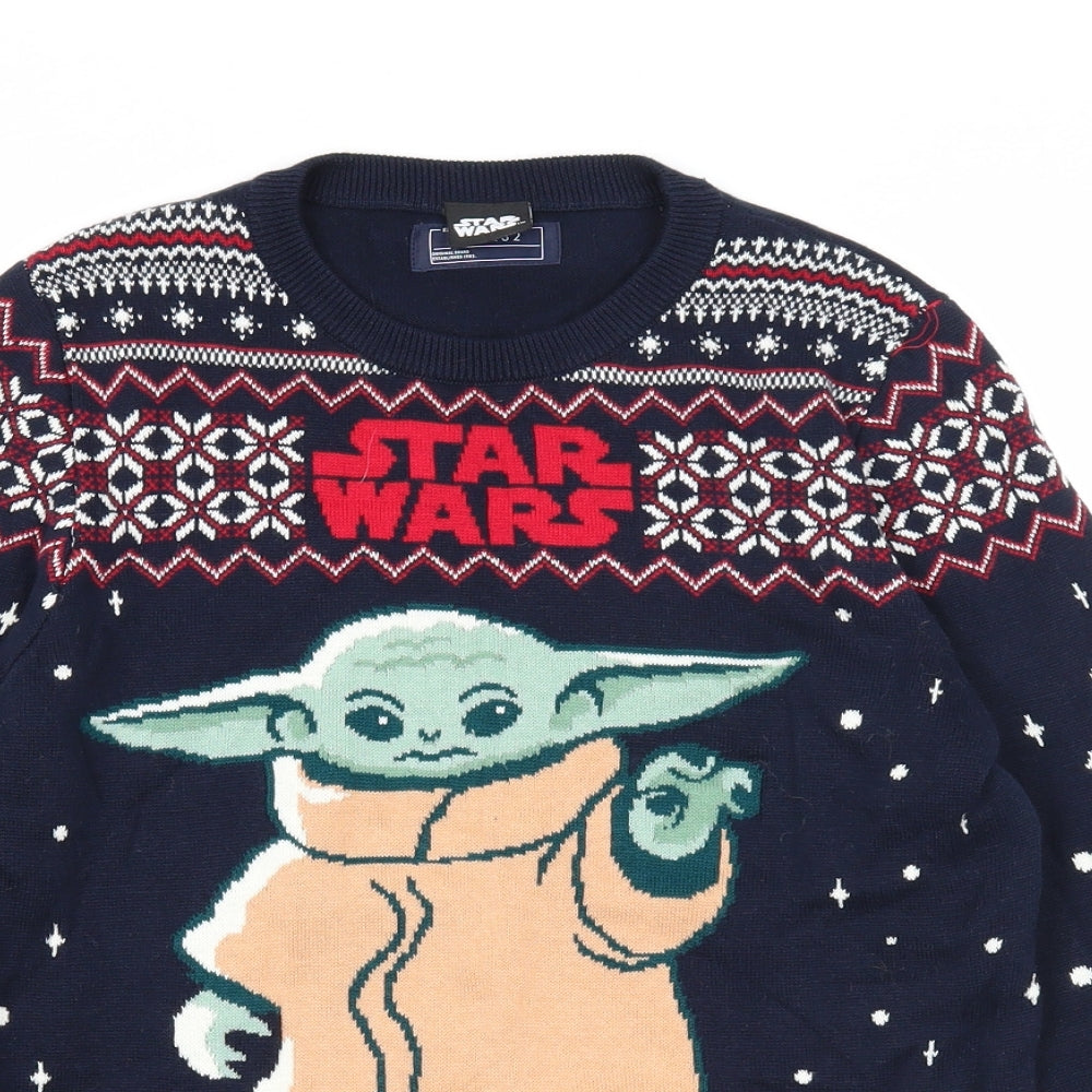 NEXT Boys Blue Round Neck Cotton Pullover Jumper Size 10-11 Years Pullover - Star Wars