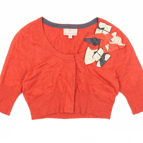 Fenn Wright Manson Womens Orange Round Neck Viscose Cardigan Jumper Size 8