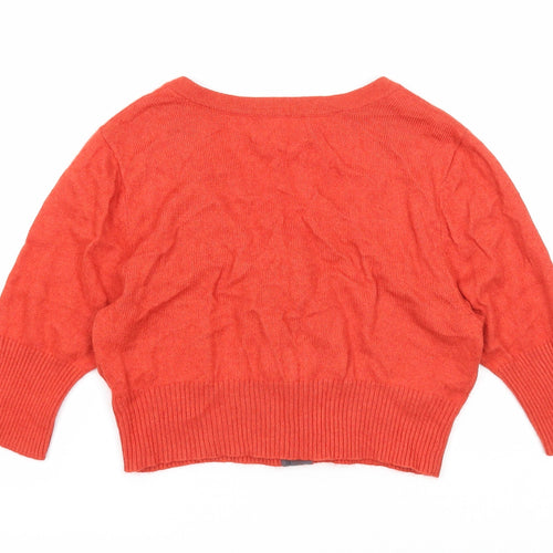 Fenn Wright Manson Womens Orange Round Neck Viscose Cardigan Jumper Size 8