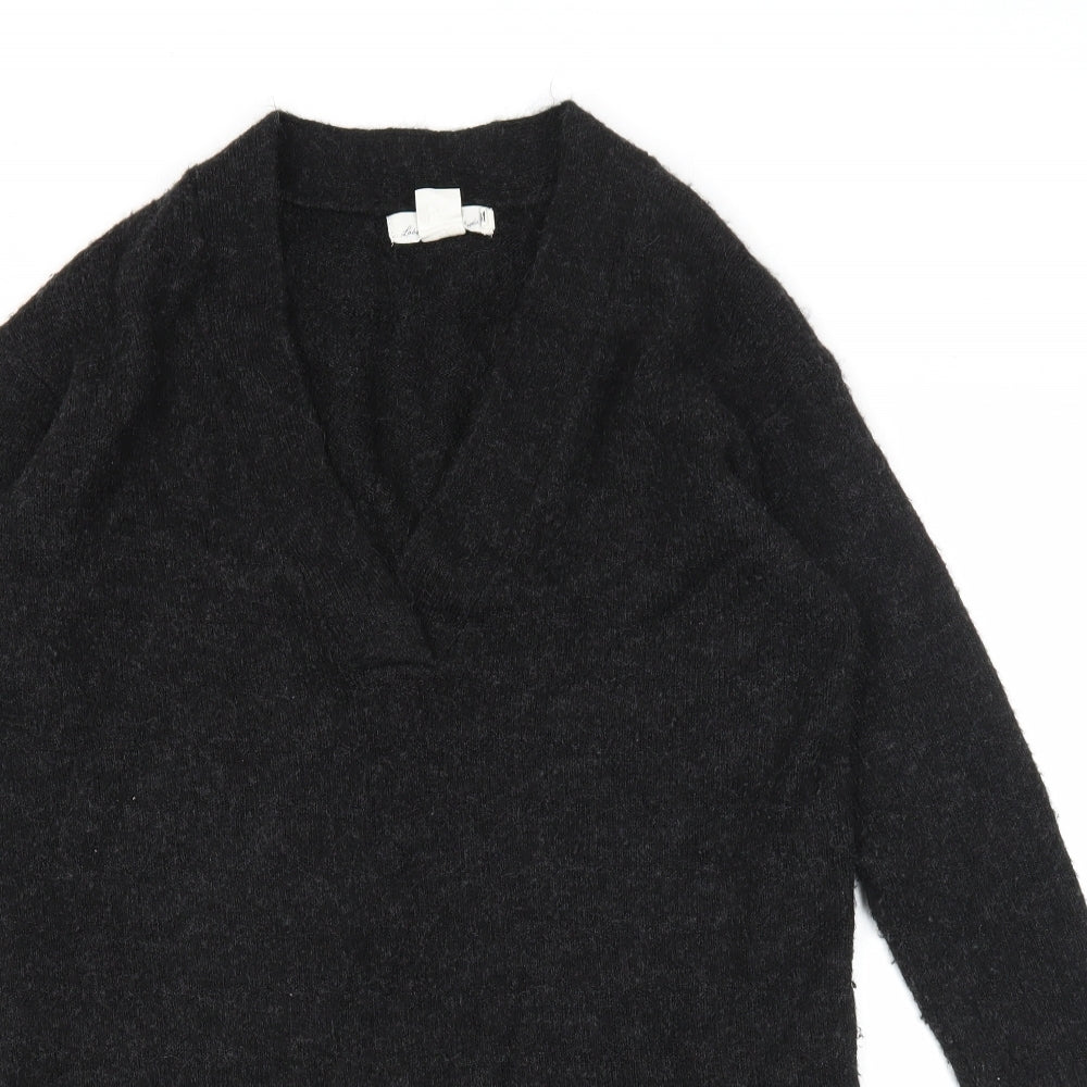 H&M Womens Black Acrylic Jumper Dress Size XS V-Neck Pullover