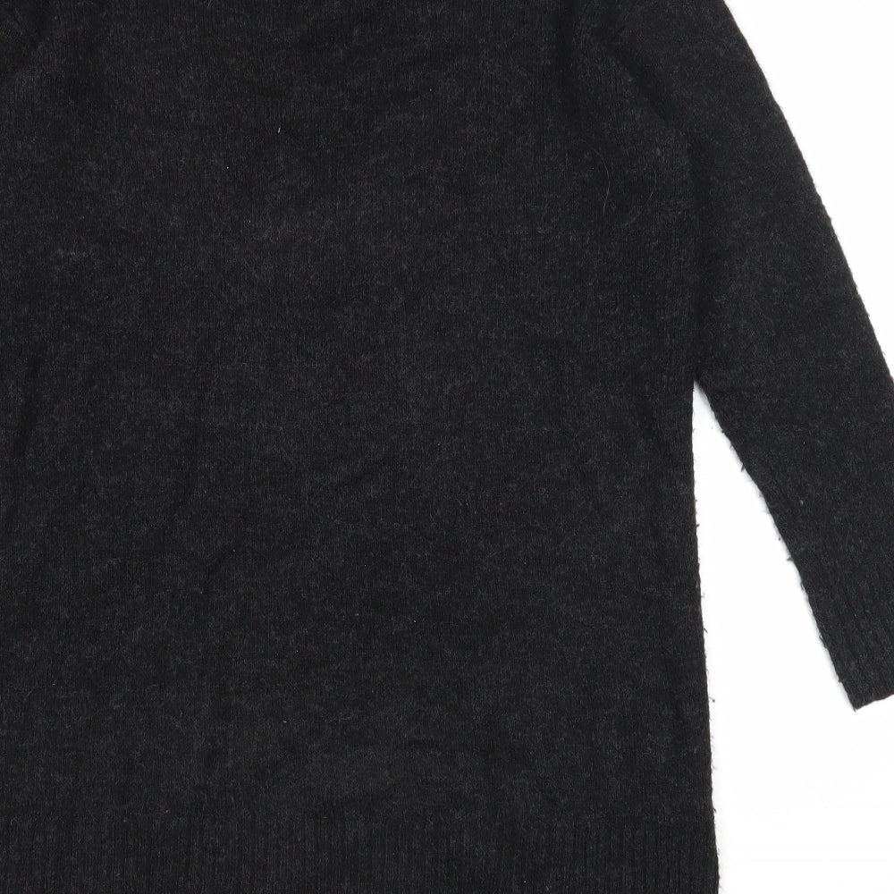 H&M Womens Black Acrylic Jumper Dress Size XS V-Neck Pullover