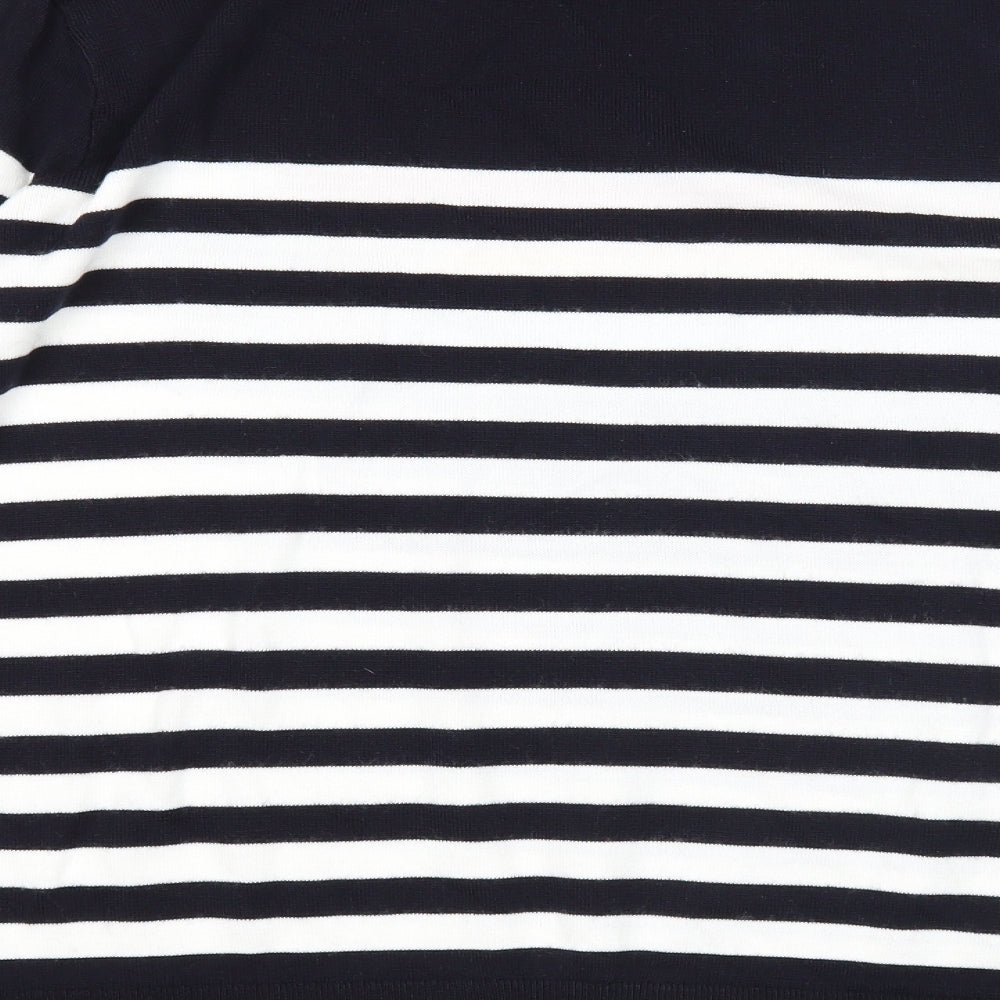 Papaya Womens Black Round Neck Striped Acrylic Pullover Jumper Size 20 - Star Print