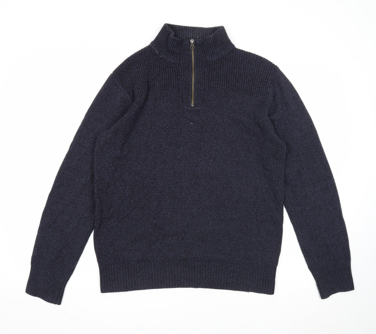 NEXT Mens Blue High Neck Acrylic Pullover Jumper Size M Long Sleeve - Ribbed