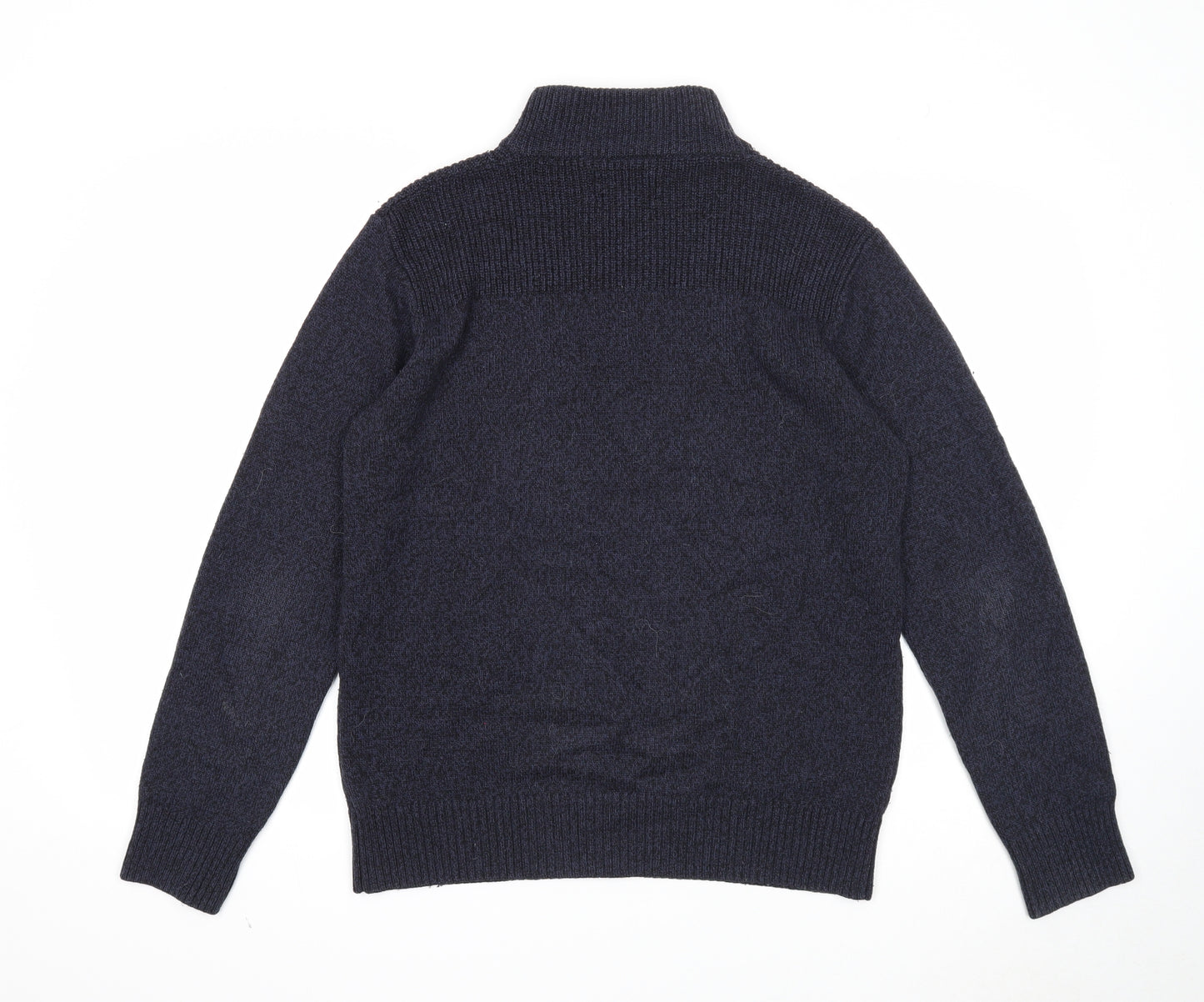 NEXT Mens Blue High Neck Acrylic Pullover Jumper Size M Long Sleeve - Ribbed