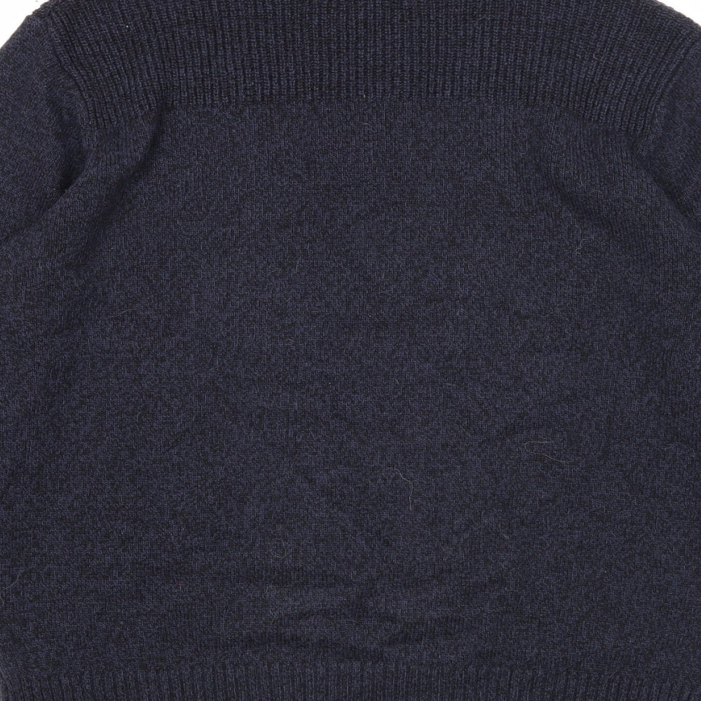 NEXT Mens Blue High Neck Acrylic Pullover Jumper Size M Long Sleeve - Ribbed