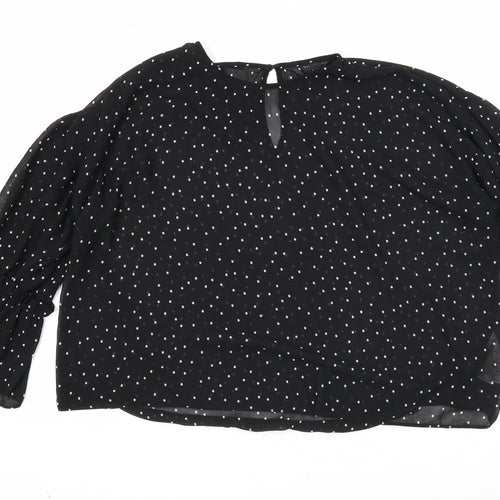 Topshop Womens Black Geometric Polyester Basic Blouse Size 6 Round Neck