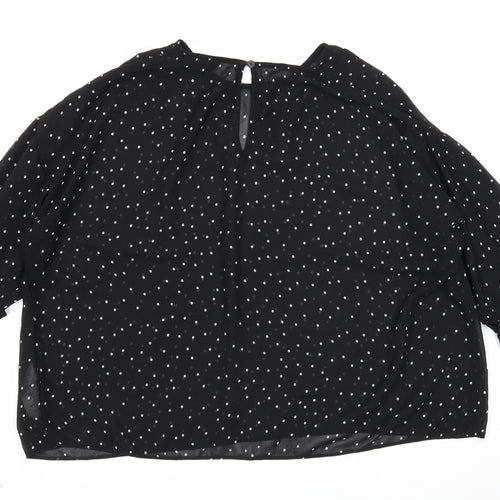 Topshop Womens Black Geometric Polyester Basic Blouse Size 6 Round Neck