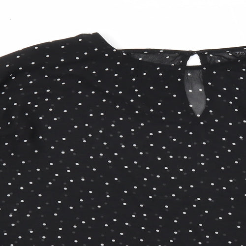 Topshop Womens Black Geometric Polyester Basic Blouse Size 6 Round Neck