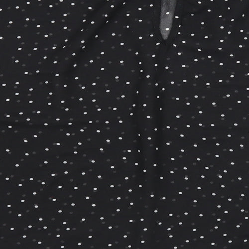 Topshop Womens Black Geometric Polyester Basic Blouse Size 6 Round Neck
