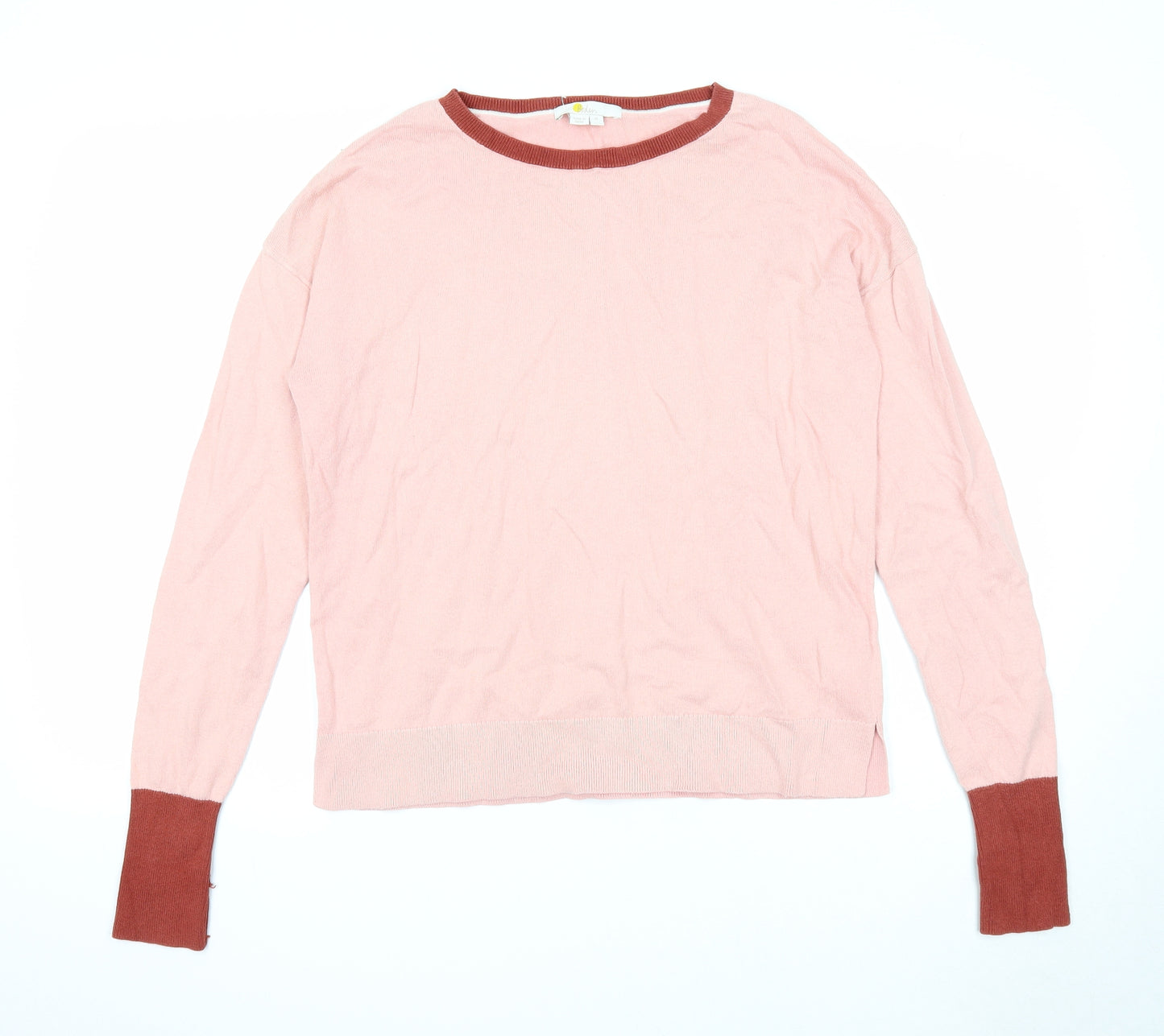 Boden Womens Pink Round Neck Cotton Pullover Jumper Size M
